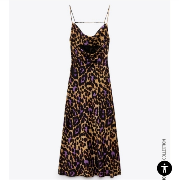 Zara Satin Effect Leopard Print Dress - Picture 14 of 15